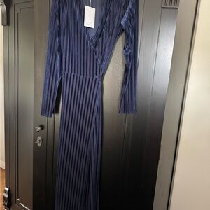 Elegant Navy Striped Dress